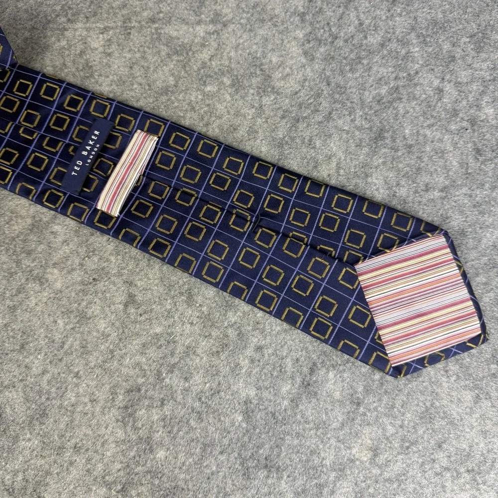 Ted Baker London Men's 100% Silk Blue And Gold Tie Tailored‎ In USA